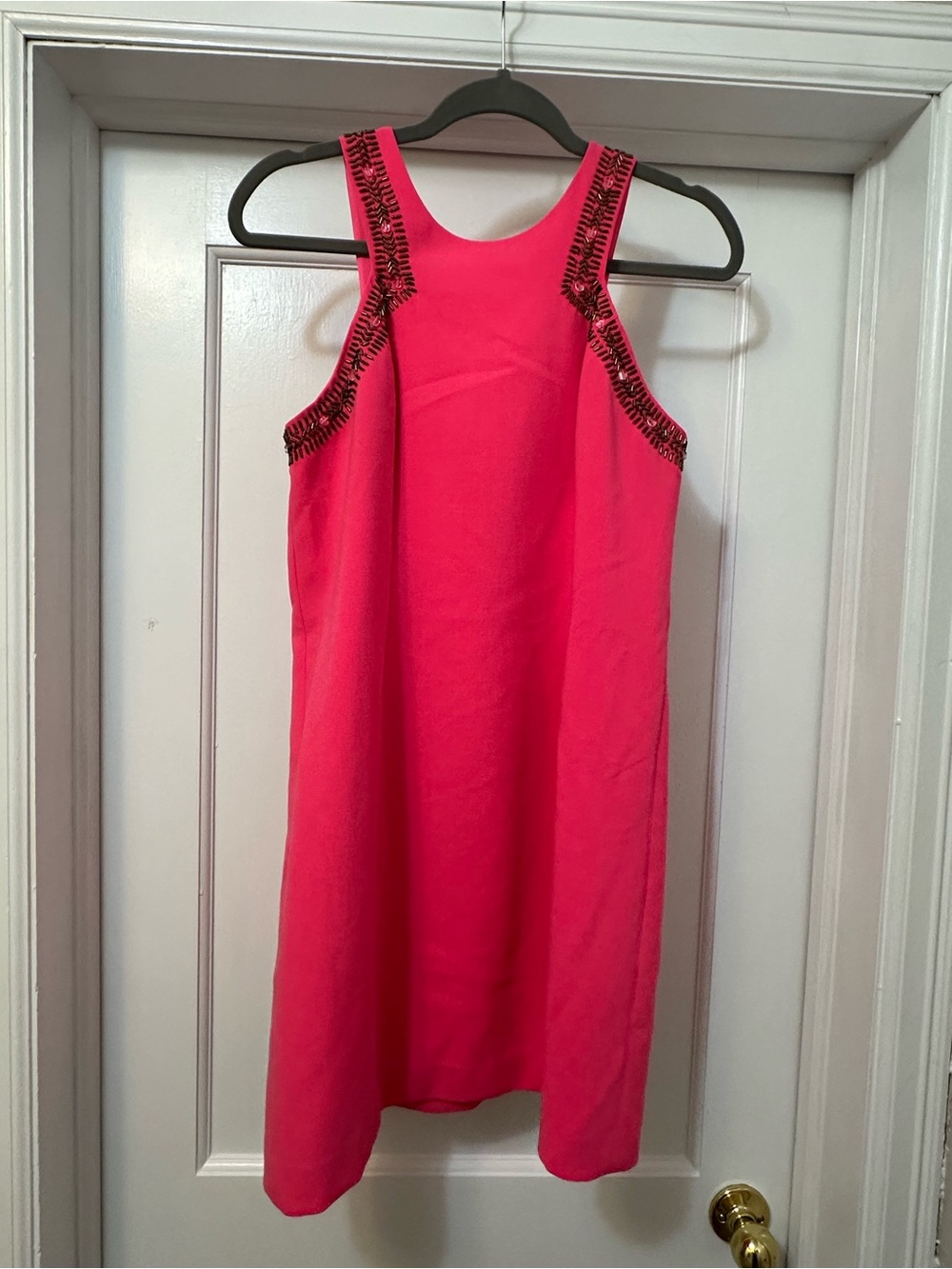 Lilly Pulitzer Neon Pink Beaded Trim Sleeveless Shift Dress